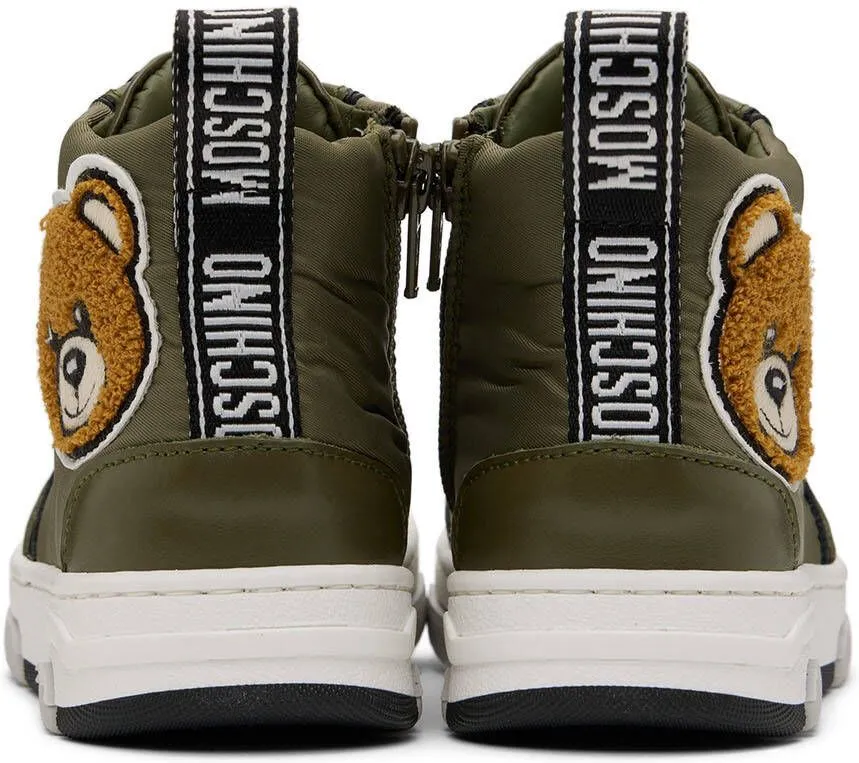 Moschino Kids Khaki Teddy High Sneakers