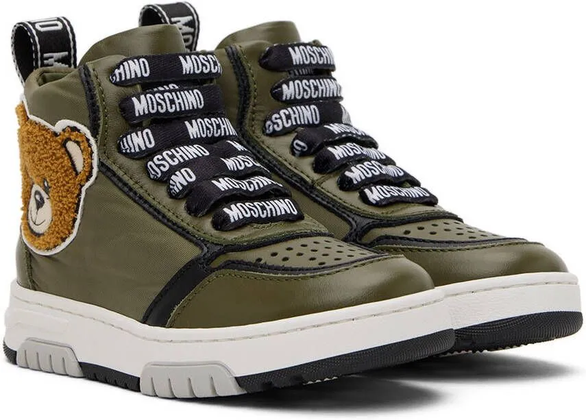 Moschino Kids Khaki Teddy High Sneakers