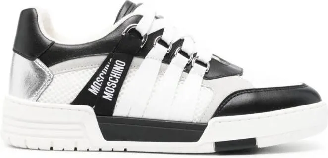 Moschino logo-tape leather sneakers White