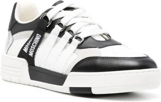 Moschino logo-tape leather sneakers White