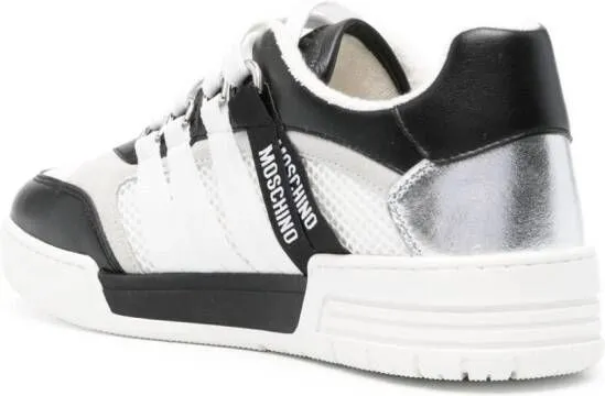 Moschino logo-tape leather sneakers White