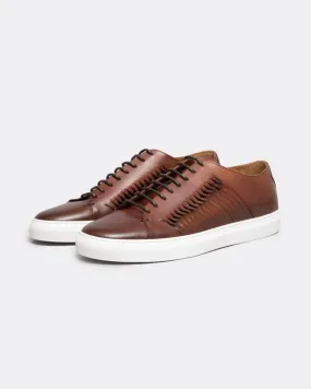 Mozzalago Mens Antiqued Calf Leather Cupsole Trainers