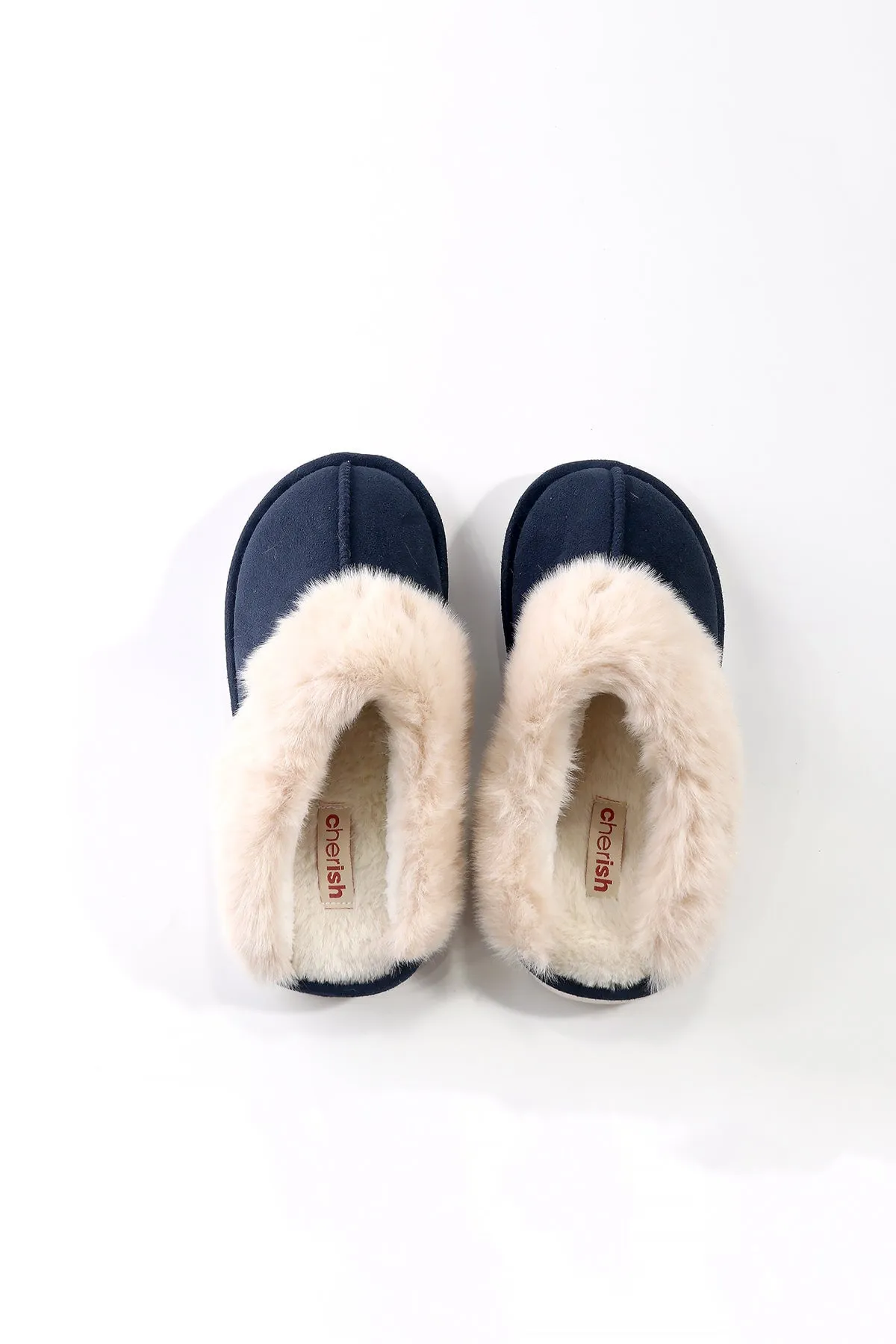 Navy Faux Suede Mule Slipper