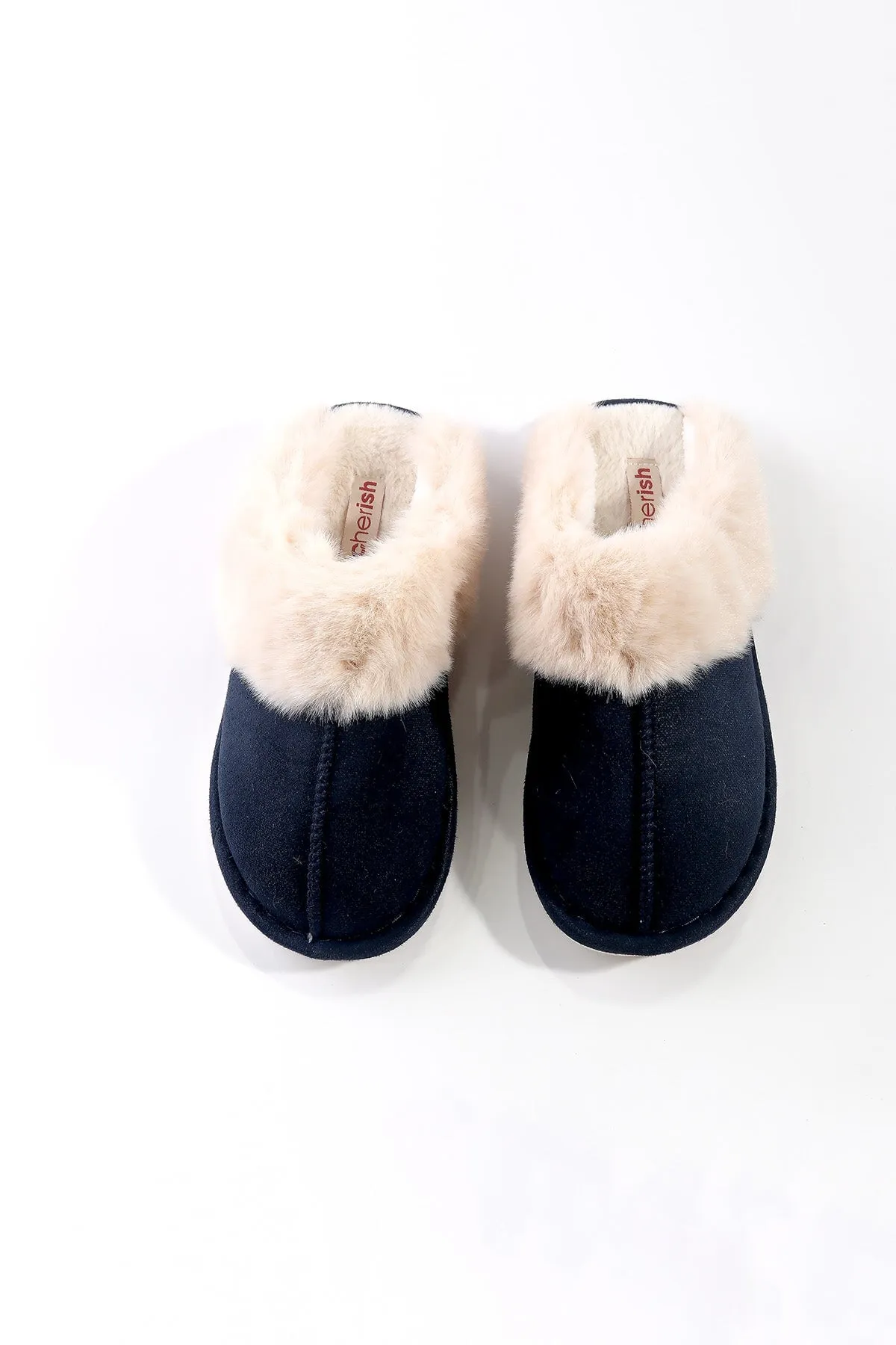 Navy Faux Suede Mule Slipper