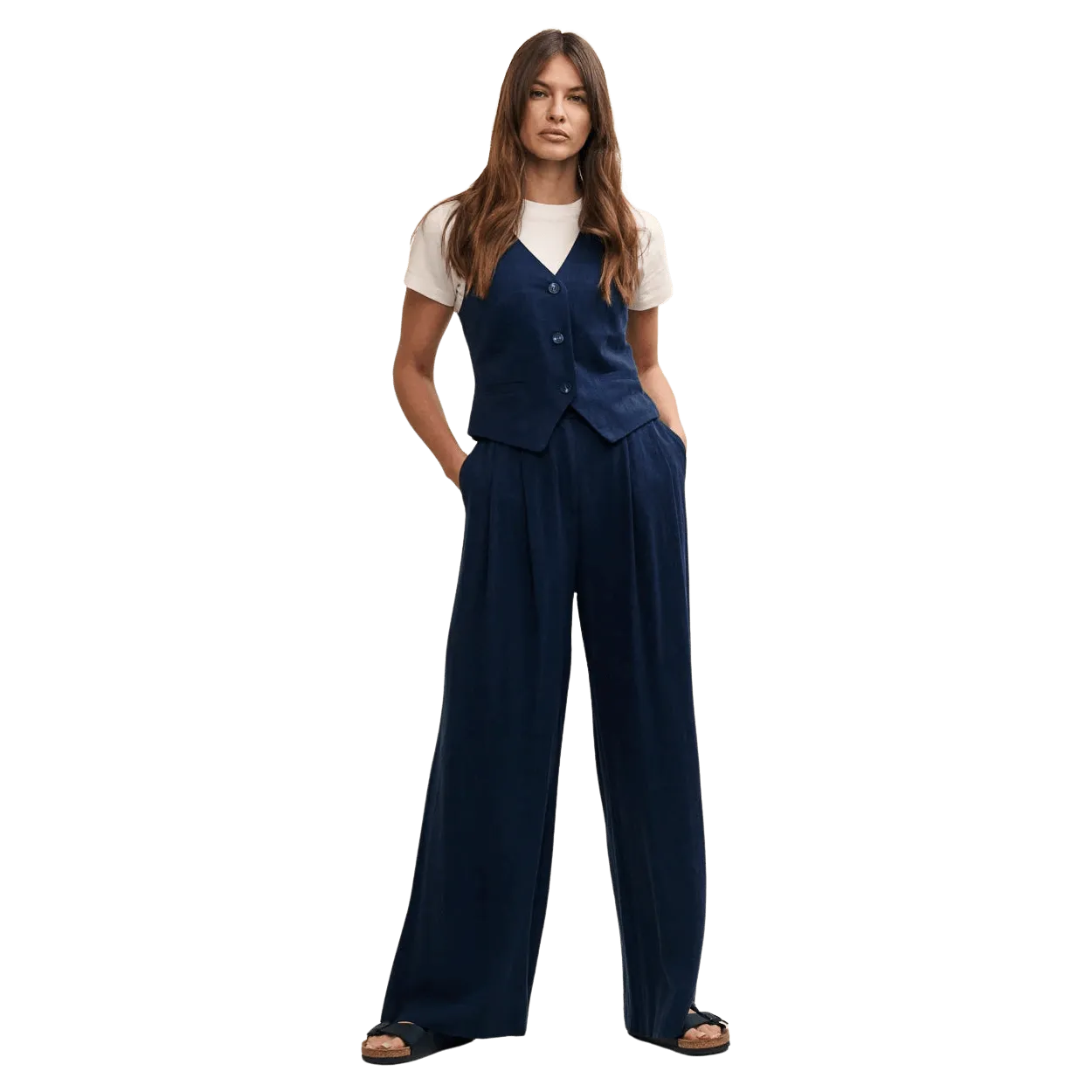 Nobody's Child Mel Linen-Blend Relaxed Tailored Trousers