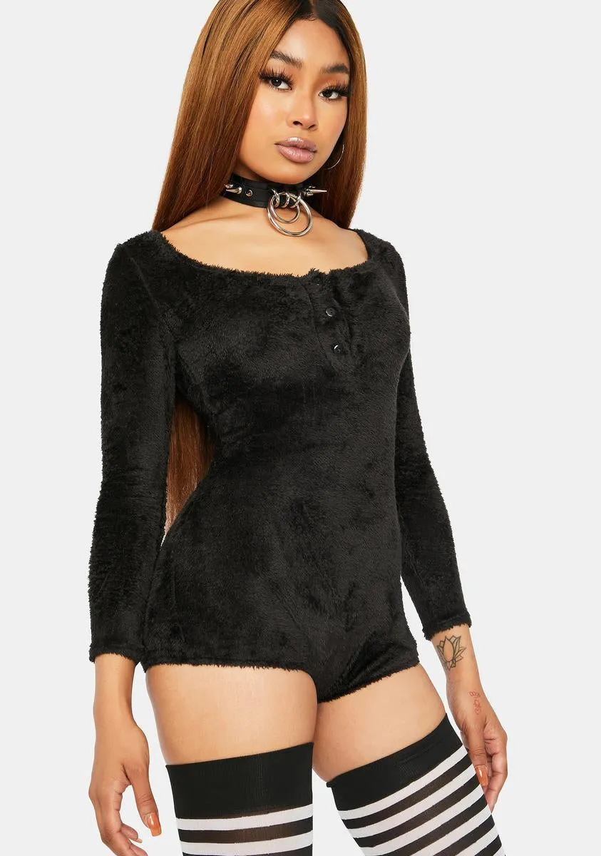 Noir Shut Eye Velour Lounge Romper-