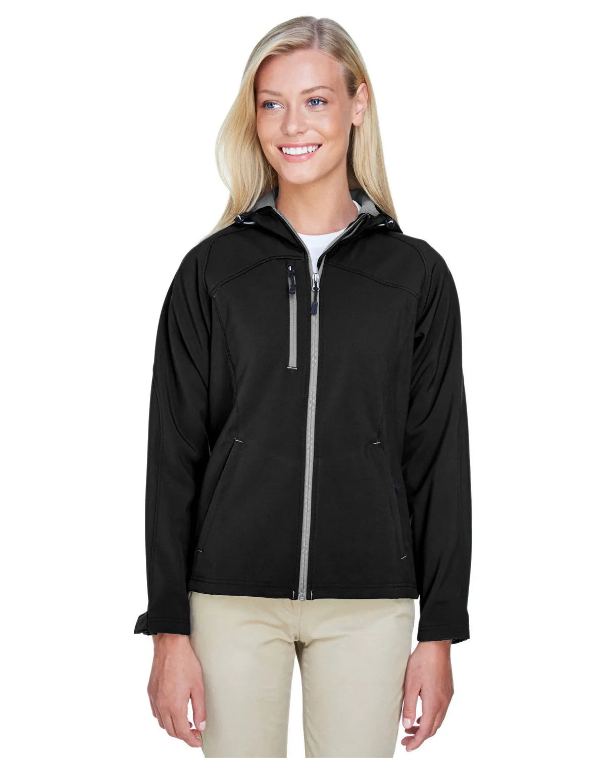 North End 78166 Women Prospect Two-Layer Fleece Bonded Soft Shell Hooded Jacket