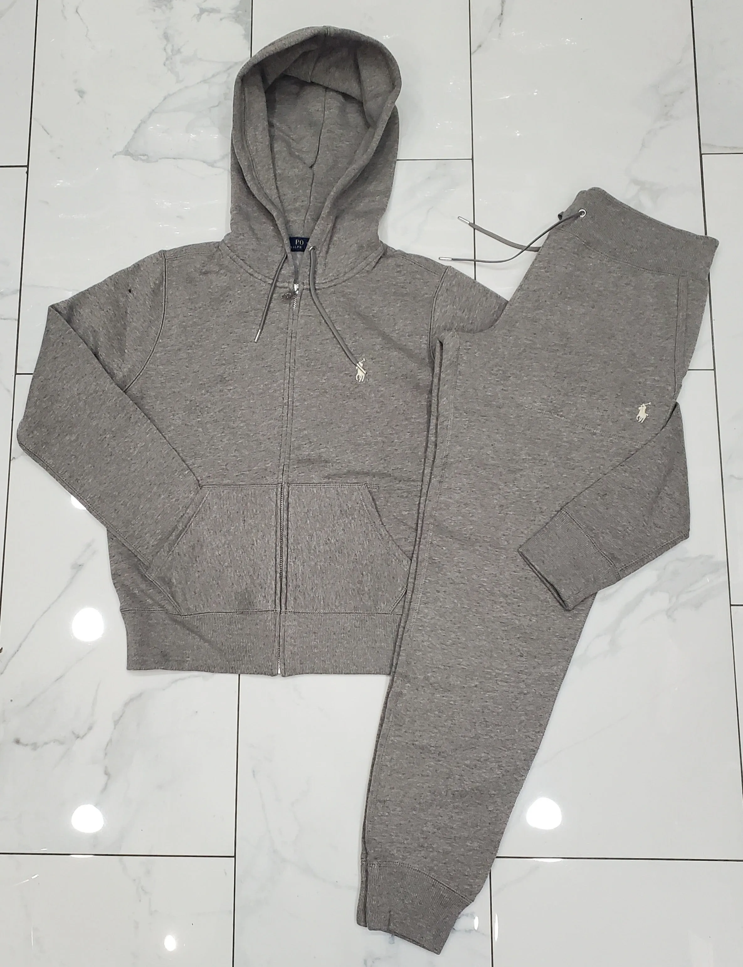 Nwt Polo Ralph Lauren Women's Grey With White Pony Zip Up Hoodie & Matching Joggers