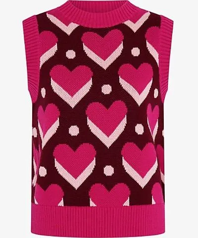 Omnes Womens Pink Multi Bobbi heart-motif relaxed-fit cotton vest