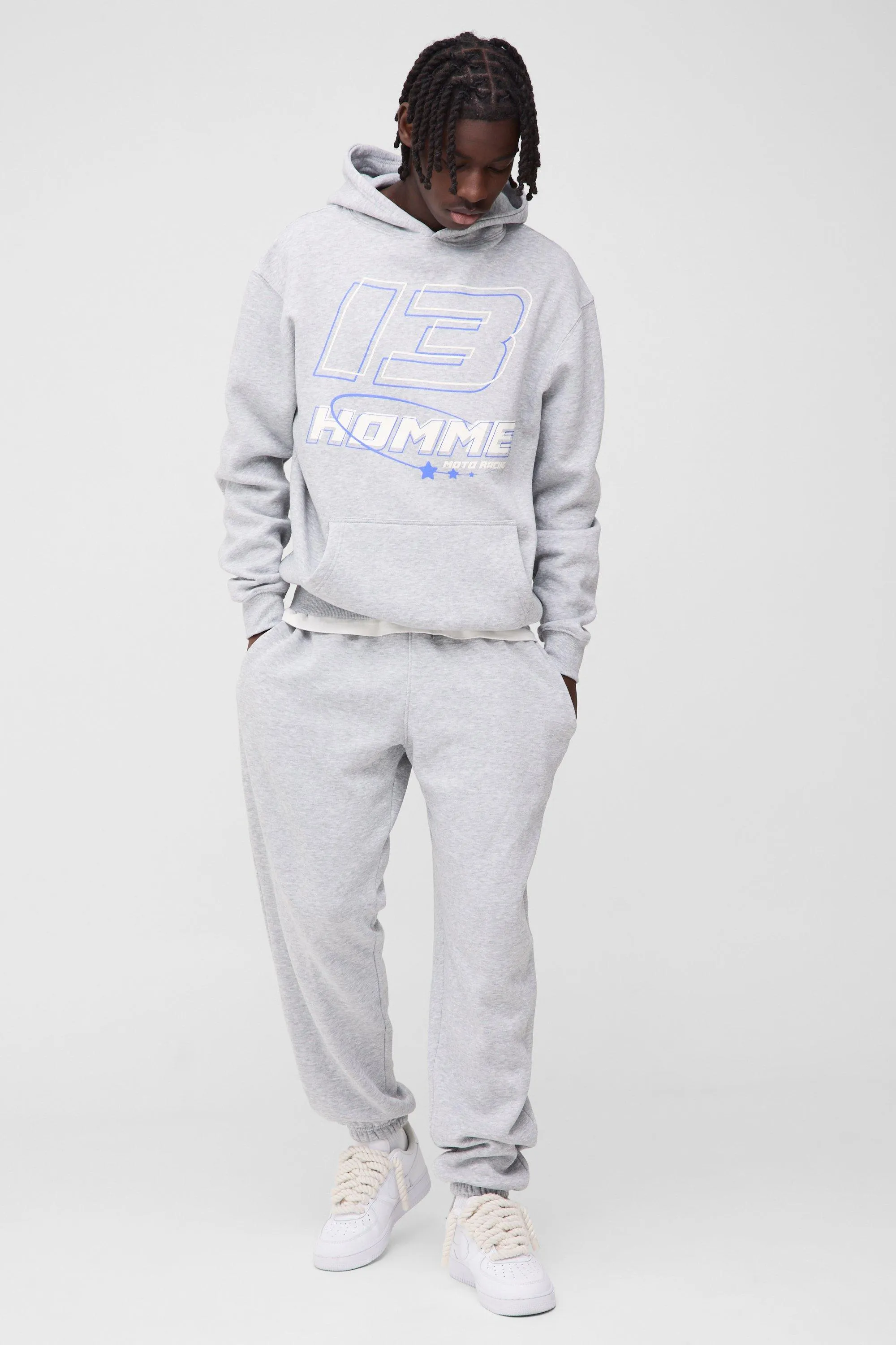 Oversized 13 Homme Print Hooded Tracksuit