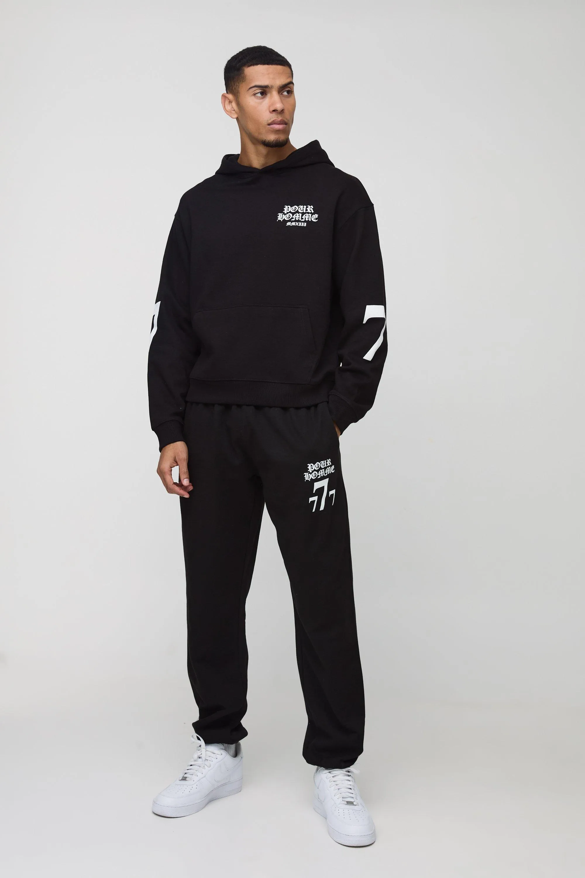 Oversized Boxy 7 Print Hooded Tracksuit