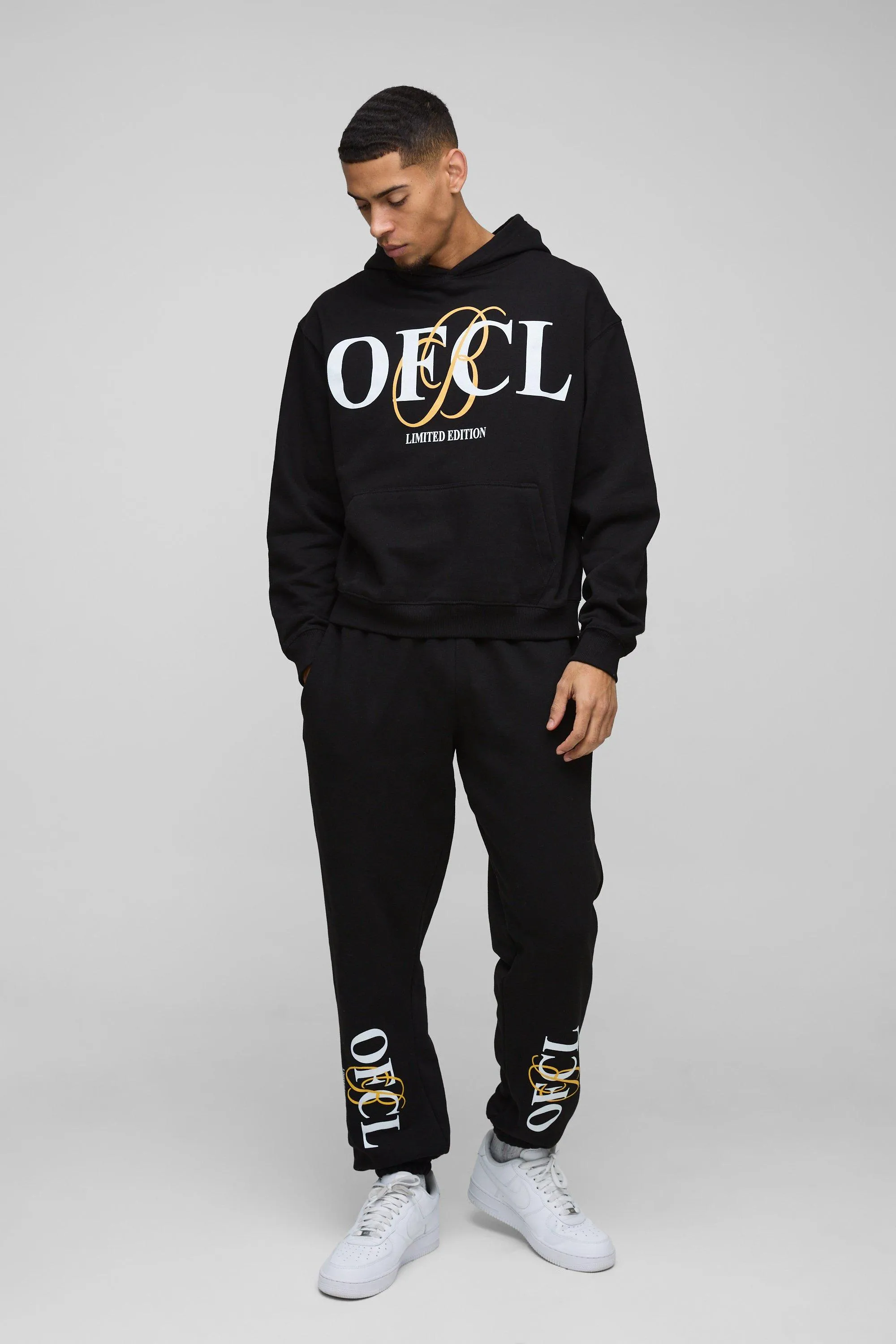 Oversized Boxy Ofcl Print Hooded Tracksuit