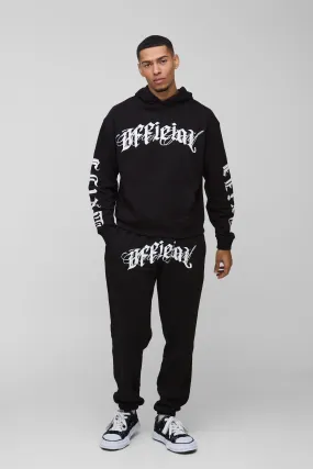 Oversized Boxy Official Crotch Print Hooded Tracksuit