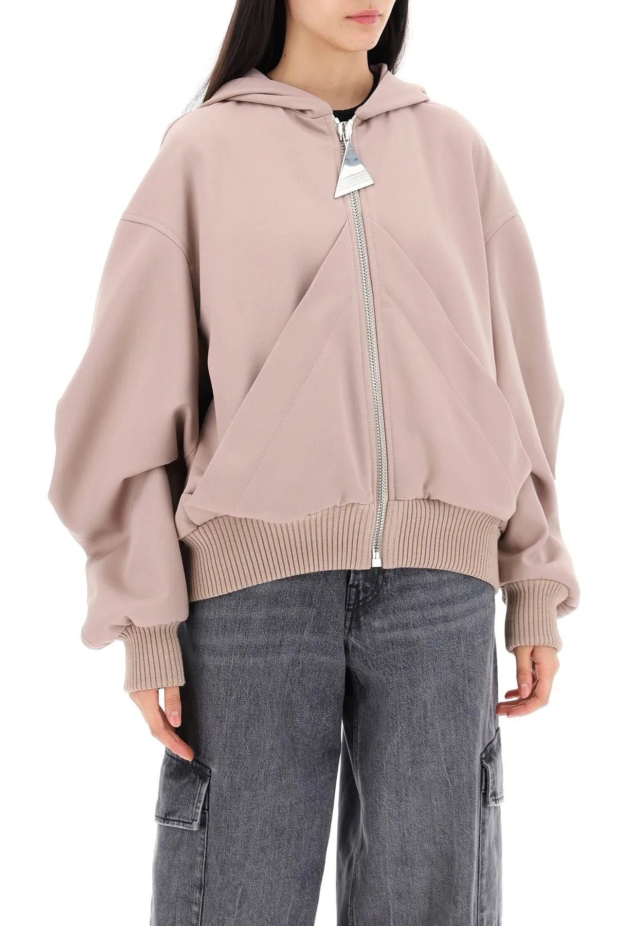 oversized hooded bomber jacket 241WCB41W046 BEIGE