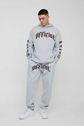 Oversized Official Crotch Print Hooded Tracksuit