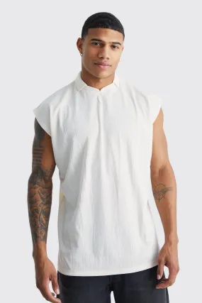 Oversized V Neck Sleeveless Polo