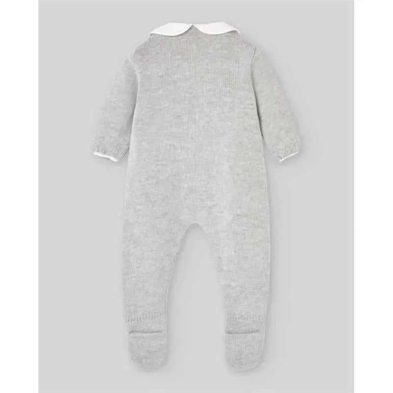 Paz Rodriguez - Baby Knit Newborn Romper Pulgarcito, Grey Pearl