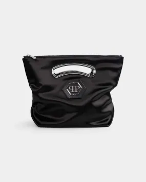 Philipp Plein Ladies Satin Medium Shoulder Bag Black WBA1850 PTE003N 02