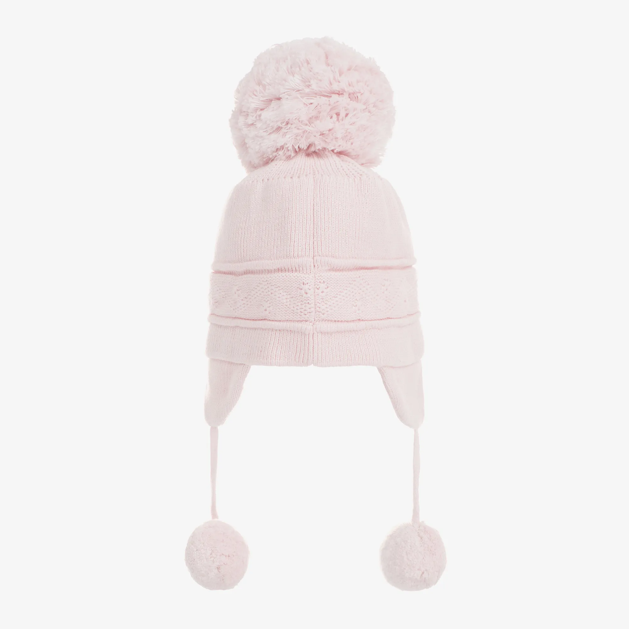 Pink Knitted Cotton Pom-Pom Hat