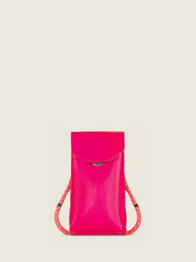 Pink Leather Phone Bag for Women - Eva Neon Pink| PAUL MARIUS