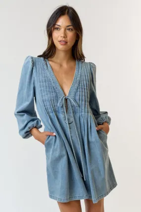 Pleated Denim Romper