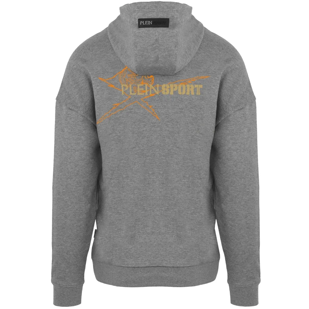 Plein Sport Logo On Back Zip Up Grey Hoodie