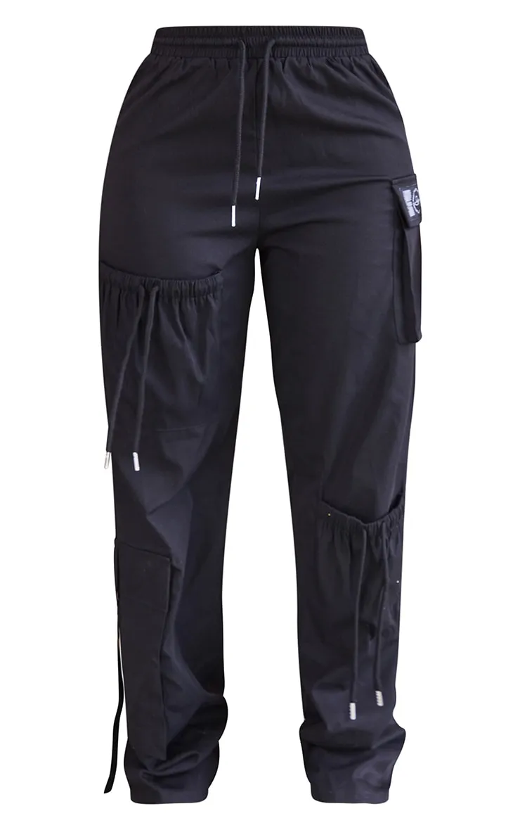 PLT Shape Black Cargo Pocket Detail Wide Leg Joggers