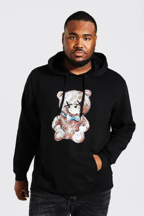Plus Teddy Print Hoodie