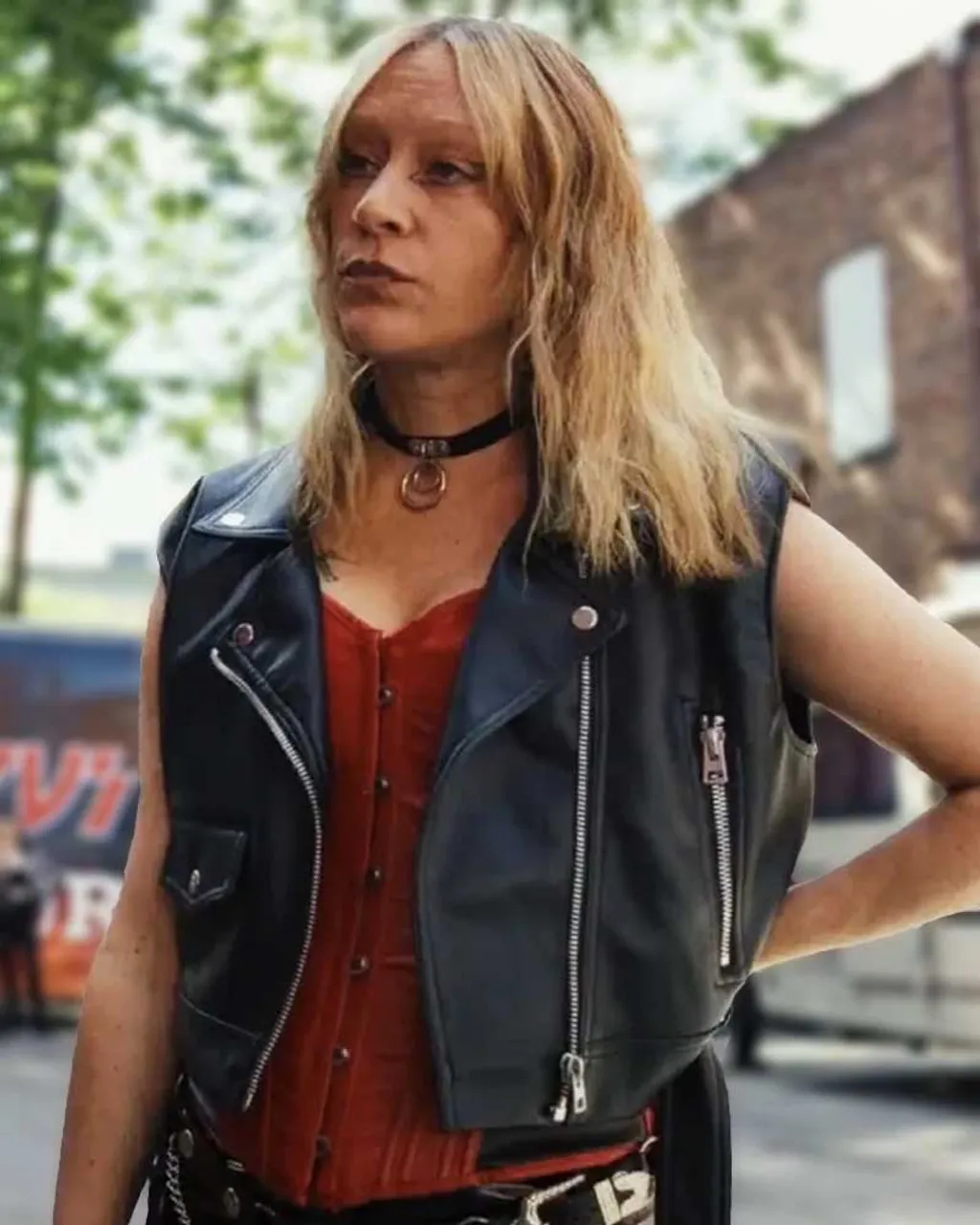 Poker Face 2023 Chloe Sevigny Leather Vest