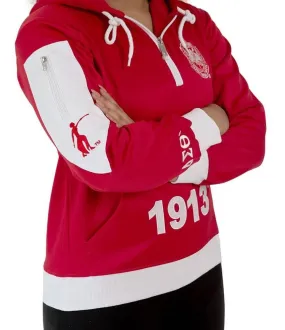 Pre-Decorated Quarter Zip Greek Letter Hoodie- Delta Sigma Theta