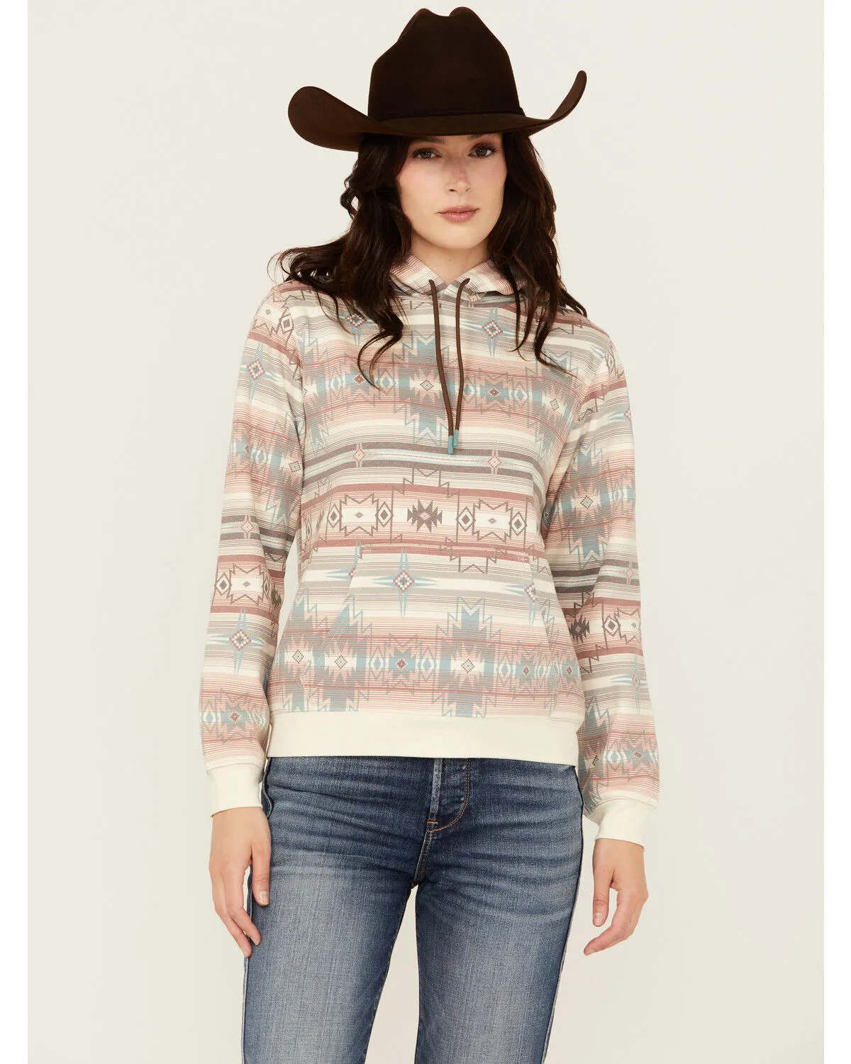 Product Name:  Shyanne Ranch Women's Southwestern Striped Print Fleece Hoodie