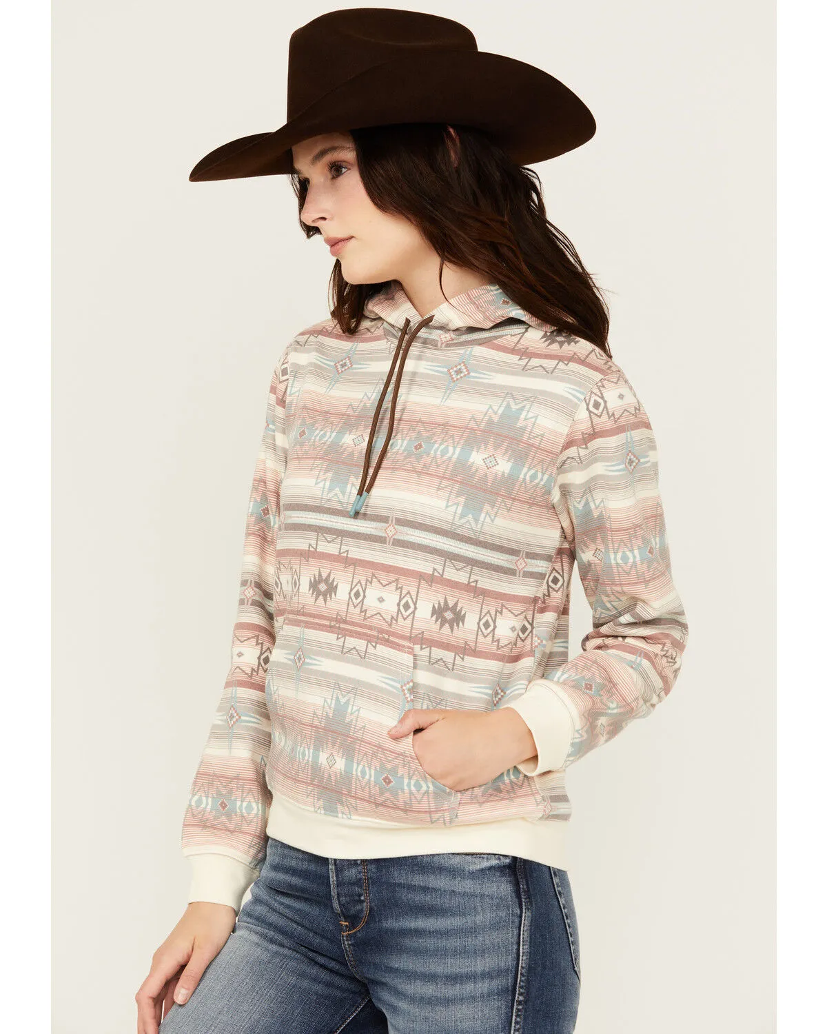 Product Name:  Shyanne Ranch Women's Southwestern Striped Print Fleece Hoodie