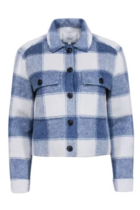 Rails - Blue & Off-White Buffalo Check Wool Blend Cropped Jacket Sz XS