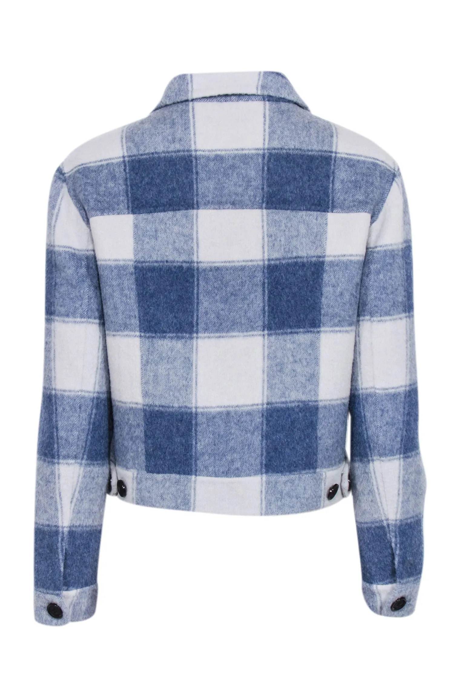 Rails - Blue & Off-White Buffalo Check Wool Blend Cropped Jacket Sz XS