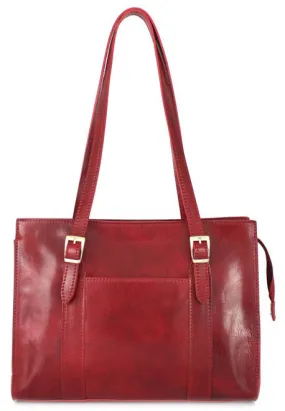 Red calfskin nella shoulder bag