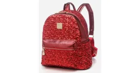 Red Metallic Shiny Sequins Glittering Gothic Punk Rock Backpack