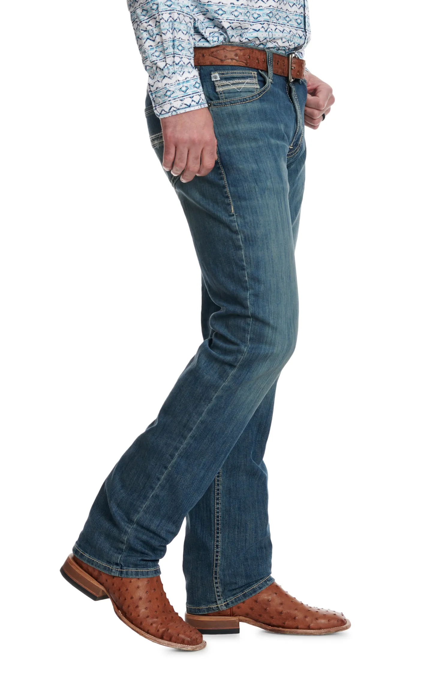 Rock & Roll Denim Men's Double Barrel Medium Wash Relaxed Fit Stackable Boot Cut Jeans