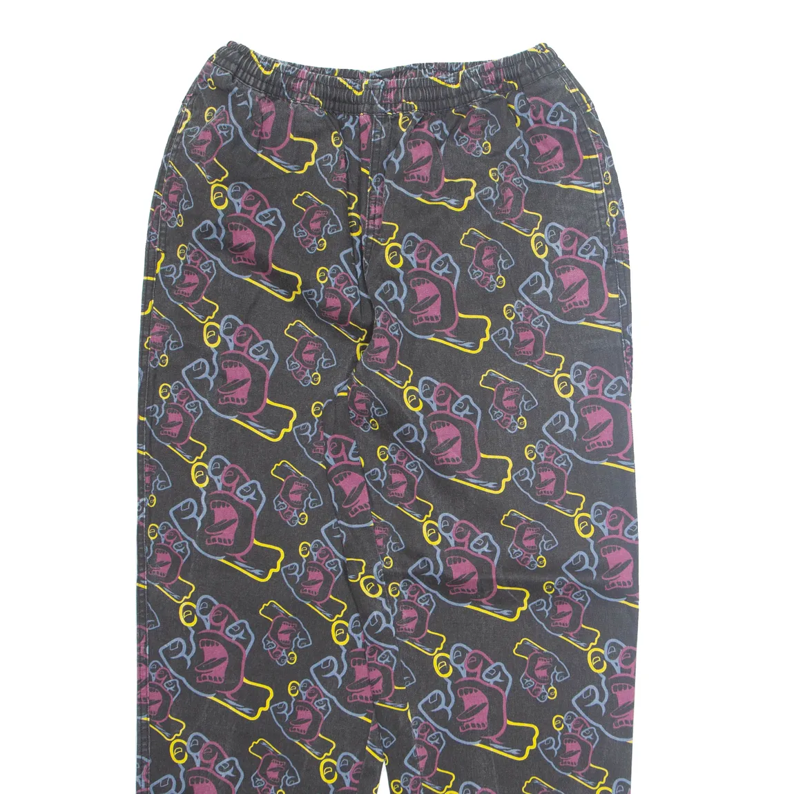 SANTACRUZ Crazy Pattern Womens Trousers Black Regular Tapered W28 L29