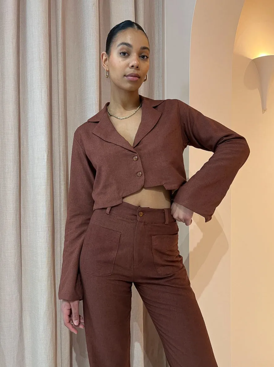 Savannah Morrow Jada Cropped Jacket in Mahogany