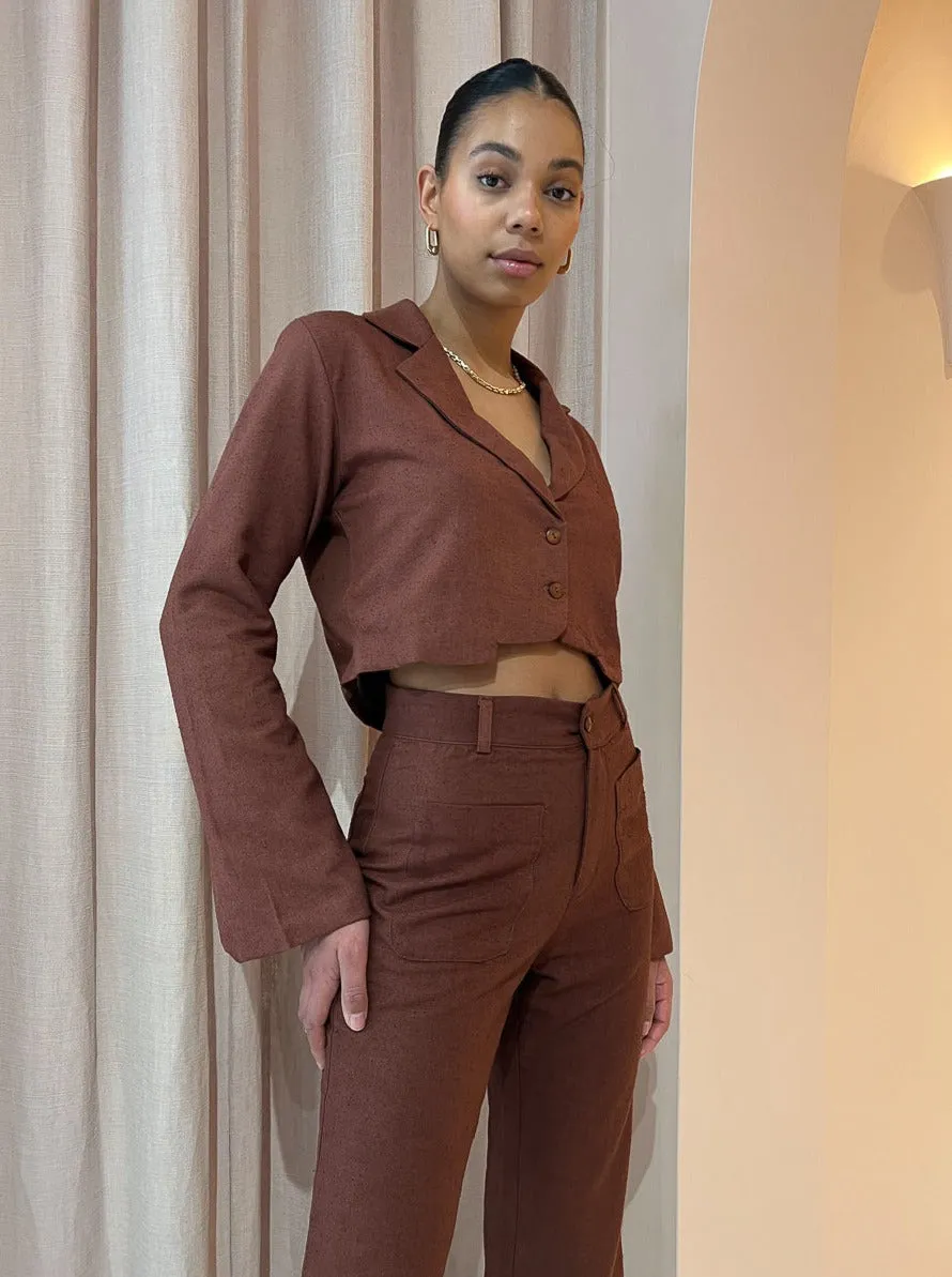 Savannah Morrow Jada Cropped Jacket in Mahogany