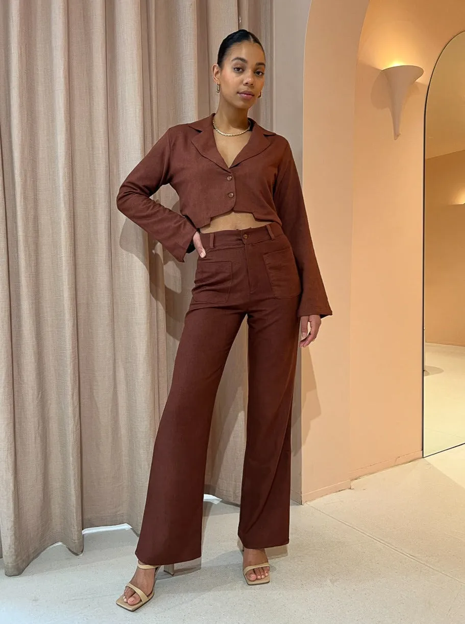 Savannah Morrow Jada Cropped Jacket in Mahogany