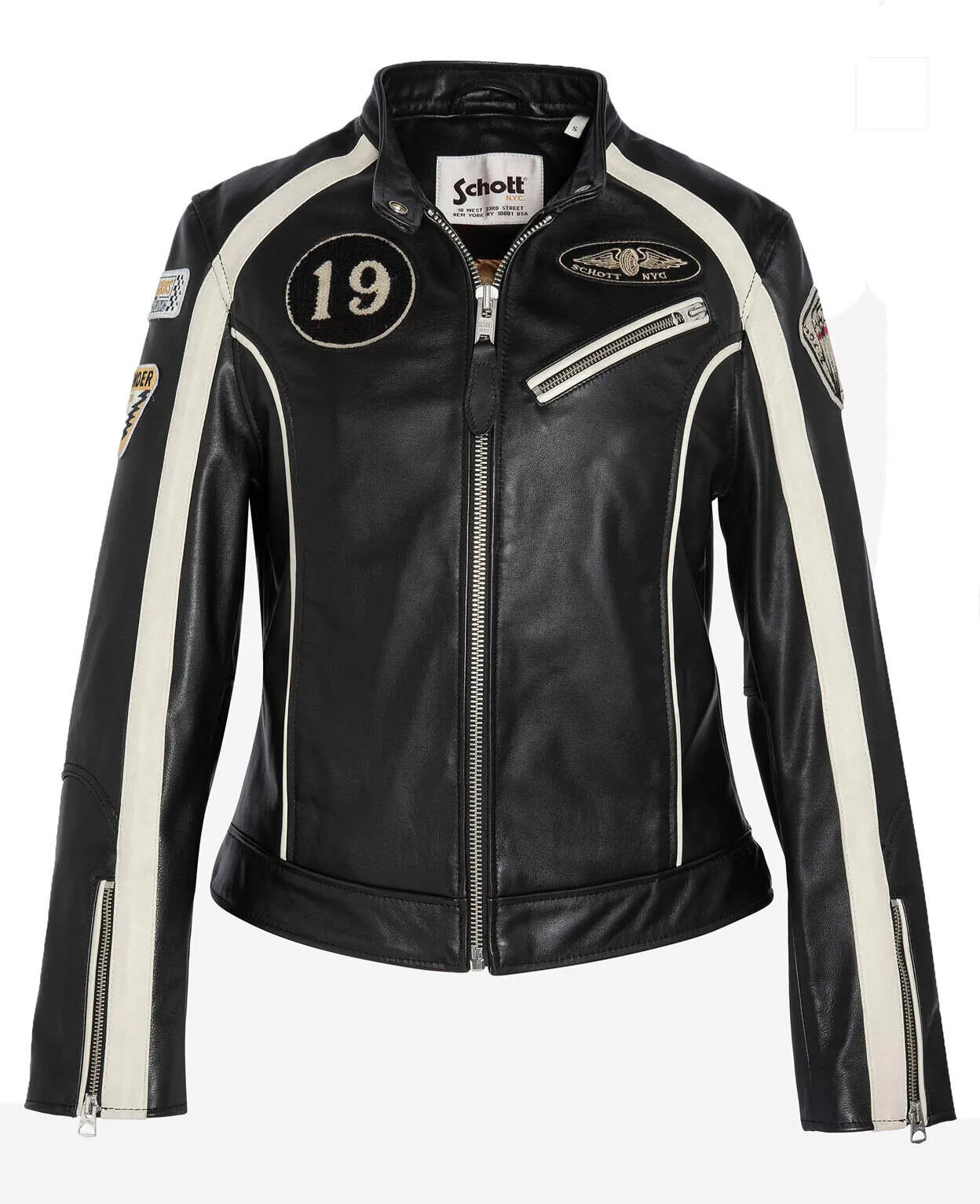 Schott women's black motorcycle style leather jacket lcw indiana