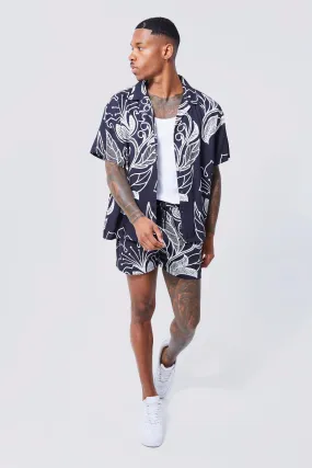 Short Sleeve Boxy Viscose Floral Shirt & Short | boohooMAN UK