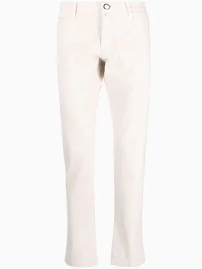 Slim chino trousers in stone beige cotton