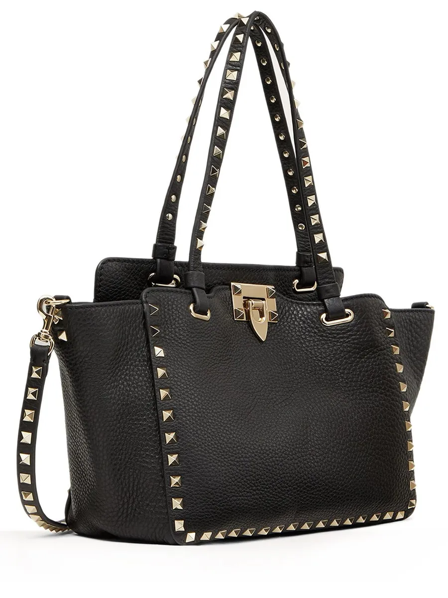 Small Grain Calfskin Leather Rockstud Bag