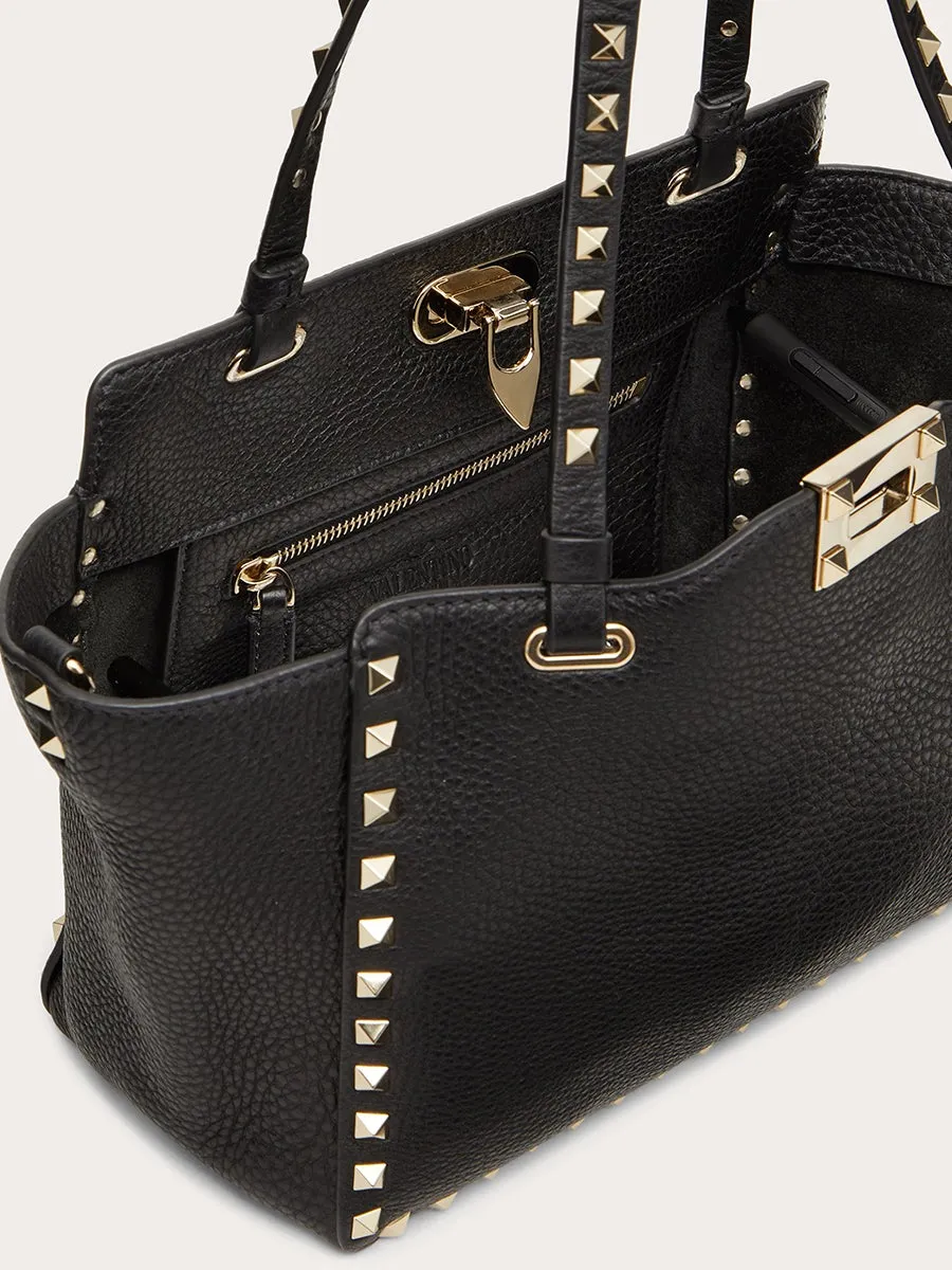 Small Grain Calfskin Leather Rockstud Bag