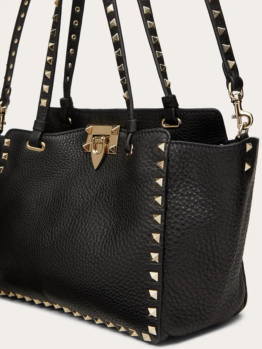 Small Grain Calfskin Leather Rockstud Bag