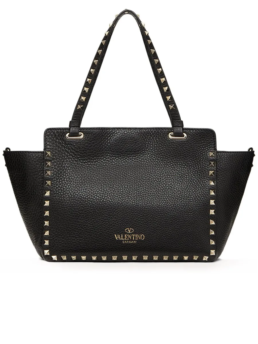 Small Grain Calfskin Leather Rockstud Bag