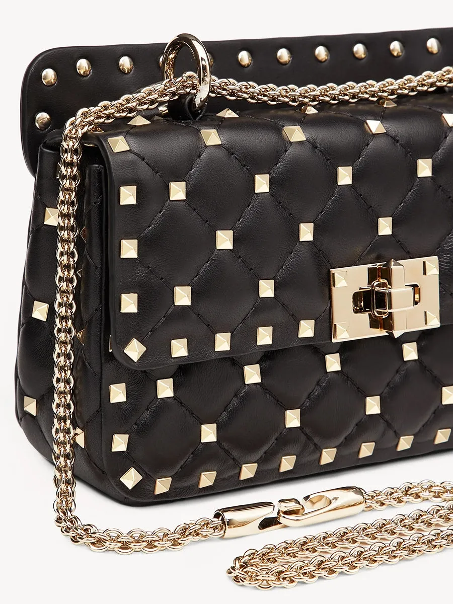 Small Rockstud Spike Nappa Leather Bag