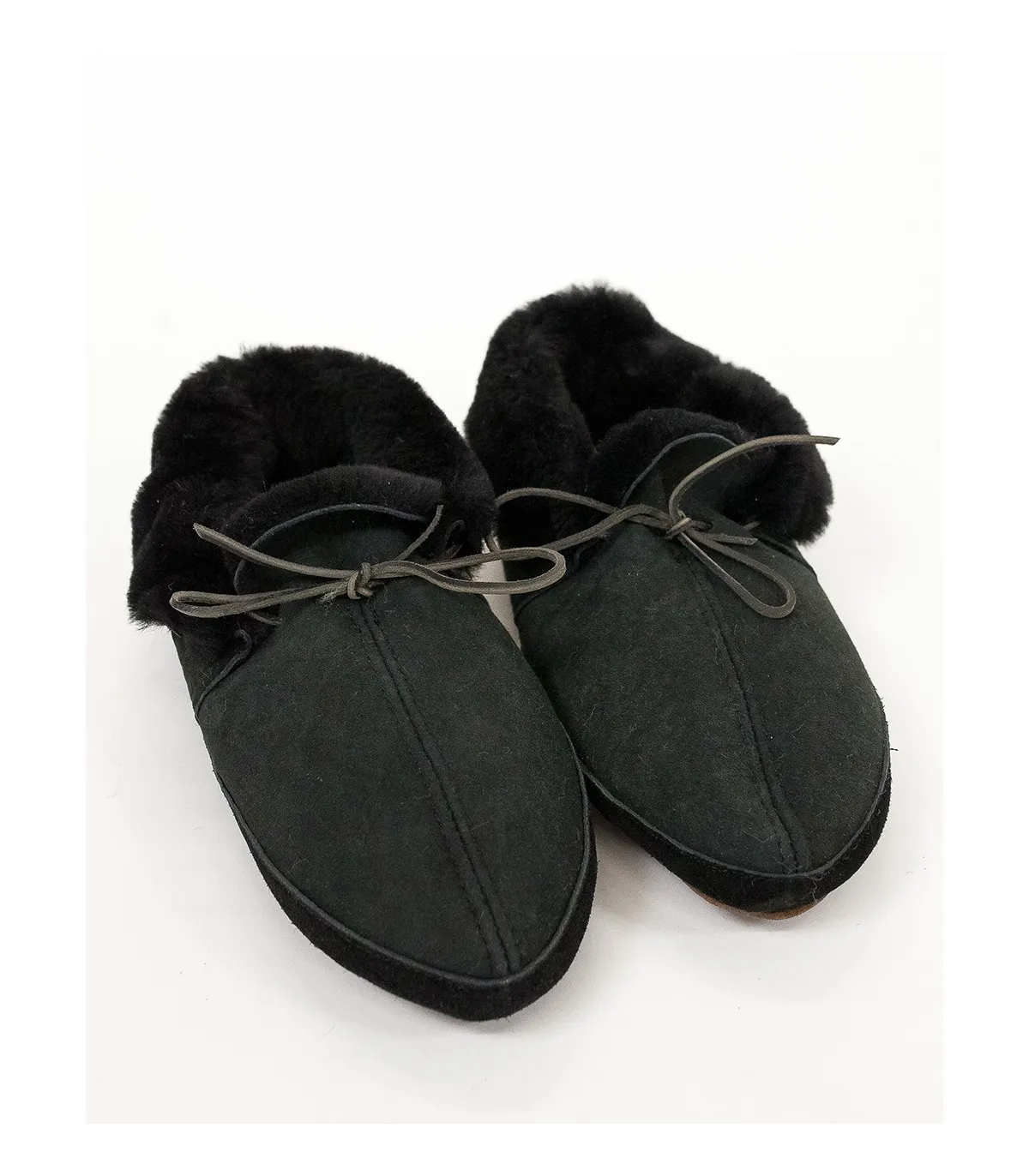 Soft Sole Moccasin Slipper in Black Suede at FurHatWorld.com